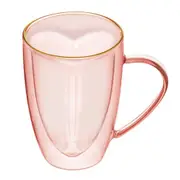 Tempa Amour Pink Tinted Double Walled Drinking Glassware Mug/Jug w/Gold Rim