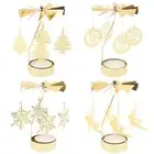 Christmas Rotary Candle Holder Metal Gold Hot Rotating Candlesticks Ornaments