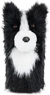 LZFAN Funny Golf Club Head Covers, Animal Plush Driver Headcover, Border Collie Dog Golf Headcover Fits Standard 460cc Driver Head