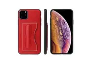 For iPhone 11 Pro Max Case Red Luxury Leather Back Protective Cover, Kickstand
