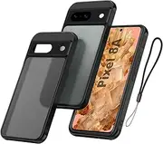 [USTIYA] FG Case for Google Pixel 8A case Matte Acrylic Protect The Camera Accessories Phone Lanyard Cover Black