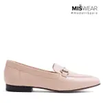 【MISWEAR】女-平底鞋-MISWEAR 真皮馬銜釦寬版樂福鞋-粉膚色