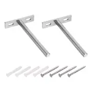 2Pcs 5 Inch Wall Mounting Floating Shelf Bracket Blind Shelf Support, Silver