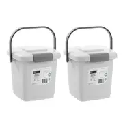 2x Boxsweden 8L/26cm Kitchen Waste Bin Trash/Garbage Storage Can w/ Handle White