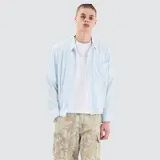 [Nena and Pasadena] Progress Cube Longsleeve Shirt Blue Pinstripe L