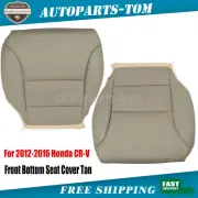 Driver & Passenger Bottom Tan Leather Seat Cover For 2012-2016 Honda CR-V