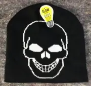 Black Glow in the Dark Skull Beanie Hat Cap Childrens Place Medium