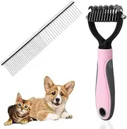 maxin 1pcs pet undercoat rake& 1pcs Dog Cat Comb- Matt Splitters for Dogs, Cats, Rabbits, Long Haired Pets and Knots and Dematting Comb for Pet Grooming (Small 6+11 Teeth Design &16cm Density Comb)