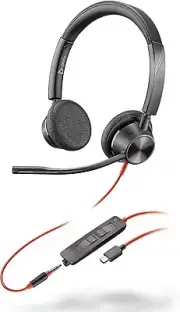 Plantronics Poly Blackwire 3325 USB-C Stereo Headset w/ Boom Mic, Black