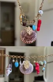 Rare Kirk’s Folly Seashore Beach Gold Tone Necklace 12” & Bracelet 8”