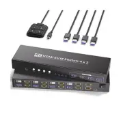 USB 3.0 Dual Monitor HDMI KVM Switch, 4K60Hz 4 Port HDMI KVM Switch 2 Monitor...