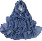 [HURESON] Women Hijab Chiffon Head Scarf Lightweight Shimmer Scarves Crepe Wedding Shawls and Wraps for Evening Dresses Shiny