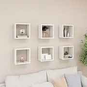 Wall Cube Shelves 6 pcs High Gloss White Storage Display Modern Home Decor