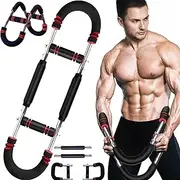 Twister Arm Trainer for Men & Women, 30-50KG Adjustable Chest Workout Equipment, Portable Power Twister Bar with Detachable Design, Full Upper Body Strength Training Red Black