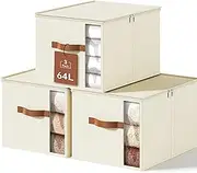 KitHero Clothes Storage Bins Bigger White 3pack