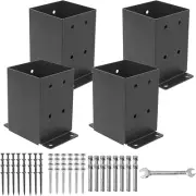 4×4 Post Base 4 Pcs, (Inner Size 3.5X3.5) Post Brackets, Heavy Duty Black Metal