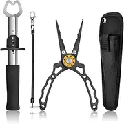 KAPEICamper Fish Lip Gripper Pliers - Upgraded Muti-Function Hook Remover and Split Ring Pliers for Fly Fishing, Ice Fishing, Fishing Gear