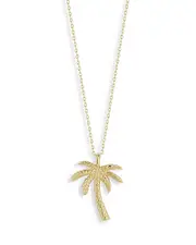 Aqua Palm Tree Pendant Necklace, 15-17 - Exclusive