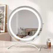 EMKE LED Hollywood Vanity Mirror, Round 360° Rotation Makeup Mirror Touch Screen Cosmetic Mirror with Dimmable, Adjustable Brightness and Memory Function, Illuminated Hollywood Mirror (Φ500mm, White)