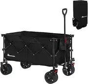 MOON LENCE Carry Wagon with Brake, Folding Carry Cart, Large Capacity, 5.3 gal (156 L), Wide Large Tires, Outdoors, Camping, Leisure, BBQs, Sports Events, Load Capacity 220.5 lbs (100 kg)