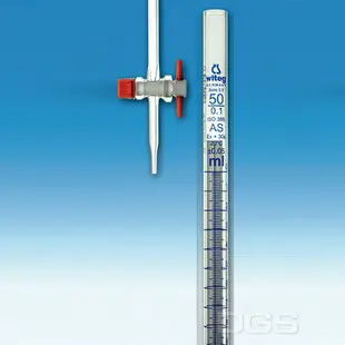 《witeg》滴定管AS級 TF栓 Buret, Class AS PTFE Stopcock Schellbach