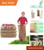 Biodegradable 6 Pack Potato Sack Race Bags - 24"x40" for Farm & Festivities