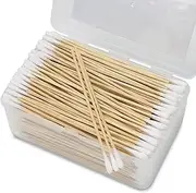 500PCS 6" Cotton Swabs in Storage Box - Long Cotton Swab with Wooden Sticks - Lint Free, Highly Absorbent Single Tipped Applicators for Makeup, Pet Care, Home Cleaning