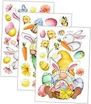 ULDIGI 3 Sheets Easter Gnome Window Clings of Fun and Creative Easter Decorations for Windows and Doors Easy to Apply and Remove