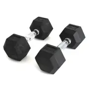 SMAI Rubber Hex Dumbbells (Pair) - Classic - 57.5KG - Black