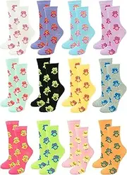 [Gelante] 12-Pair Women's Crew Socks, Soft Thin Lightweight Breathable Athletic & Casual
