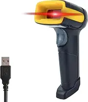 [LENVII] Handheld 2D Barcode Scanner USB Barcode Reader Support 1D 2D QR code Scanning Induction Recognition Speed Fast Suitable Shop Warehouse Storage logistics（Yellow）