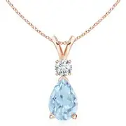 Aquamarine Teardrop Pendant with Diamond