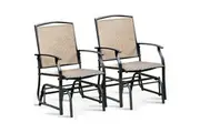 Costway 2x Patio Glider Chair Metal Frame Outdoor Rocker Armchair All Weather Outdoor Furniture Brown