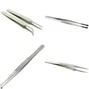 2 Tweezers for Jewelry Beading & Pocket Watch Repair + Bead Holding Tweezers Set