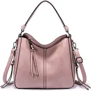 Nevenka Handbags for Women Large Designer Ladies Hobo bag Bucket Purse Faux Leather-Pink
