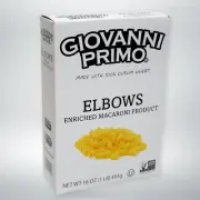 Giovanni Primo Elbows Macaroni (100% Durum Wheat) 16 oz | 8 Pack | Sept 2025