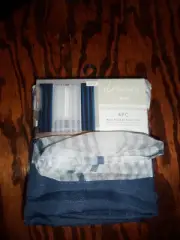 4pc VCNY Dream Home Jace Geo & Navy Rod-Pocket Panel Set