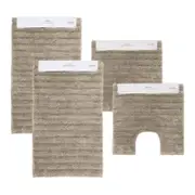 4pc Algodon Polyester Lawson Plush Bath Runner Mat Set Taupe