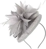 [LIFKOME] Cocktail Tea Party Hat Flower Headband Fashionable and Comfortable for Women Grey