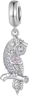 [Generic] Exquisite Owl Dangle Charm Bird Animal Genuine 925 Sterling Silver Compatible With Bracelet