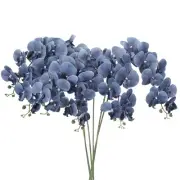 6Pcs 41" 9 Heads Artificial Orchid Stems Faux Phalaenopsis, Dark Blue