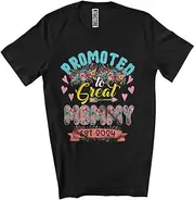 [Generic] Promoted to Great Mommy Est 2024, Amazing Mother's Day Pregnancy Flowers, Family Group Unisex T-Shirt
