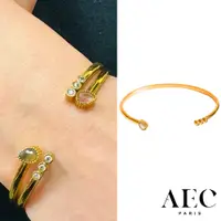 在飛比找蝦皮商城優惠-AEC PARIS 巴黎品牌 白鑽月光石手環 可調式簡約金手