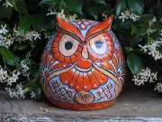 Ceramic Owl Flower Pot - Handmade Talavera Pottery, Mexico Home Decor