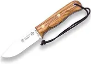 Joker CO118 "Campero" knife, olive wood handle, blade 10,5 cm of Böhler K720 carbon steel, brown leather Sheath, Tool for fishing, camping and hiking