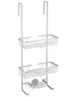 3 Tier Shower Caddy Bath Rack Aluminium Plated Hanging Over Hook Basket - Silver