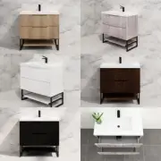 900mm Riva Bali Fluted Panel Floor Standing with Shelf Bathroom Vanity 5 Colours