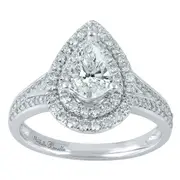 Bevilles Love by Michelle Beville Double Halo Solitaire Pear Ring with 1.00ct of Diamonds in 18ct