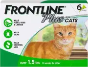 Cat Flea and Tick Treatment- Frontline Plus For Cats & Kitten 8 Weeks +, 6 Doses