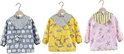 KICHOUSE 3pcs Smock Bib Drooling Bib Long Sleeves for Eating and Playing Cotton 90cm